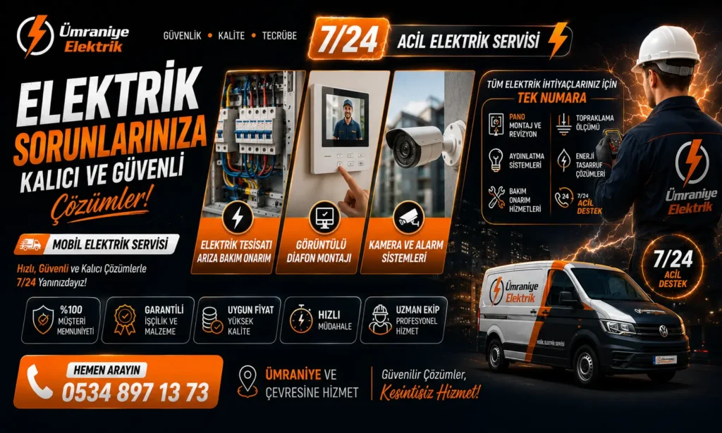 avize montajı, priz montajı, sigorta kutusu tamiri, elektrik tesisatı arıza bakım onarım, görüntülü diafon montajı, kamera ve alarm sistemleri
